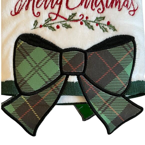 Rachel Zoe CHRISTMAS Plaid Bow Hand Towels Set of 2 Holiday Tartan New - Picture 3 of 10